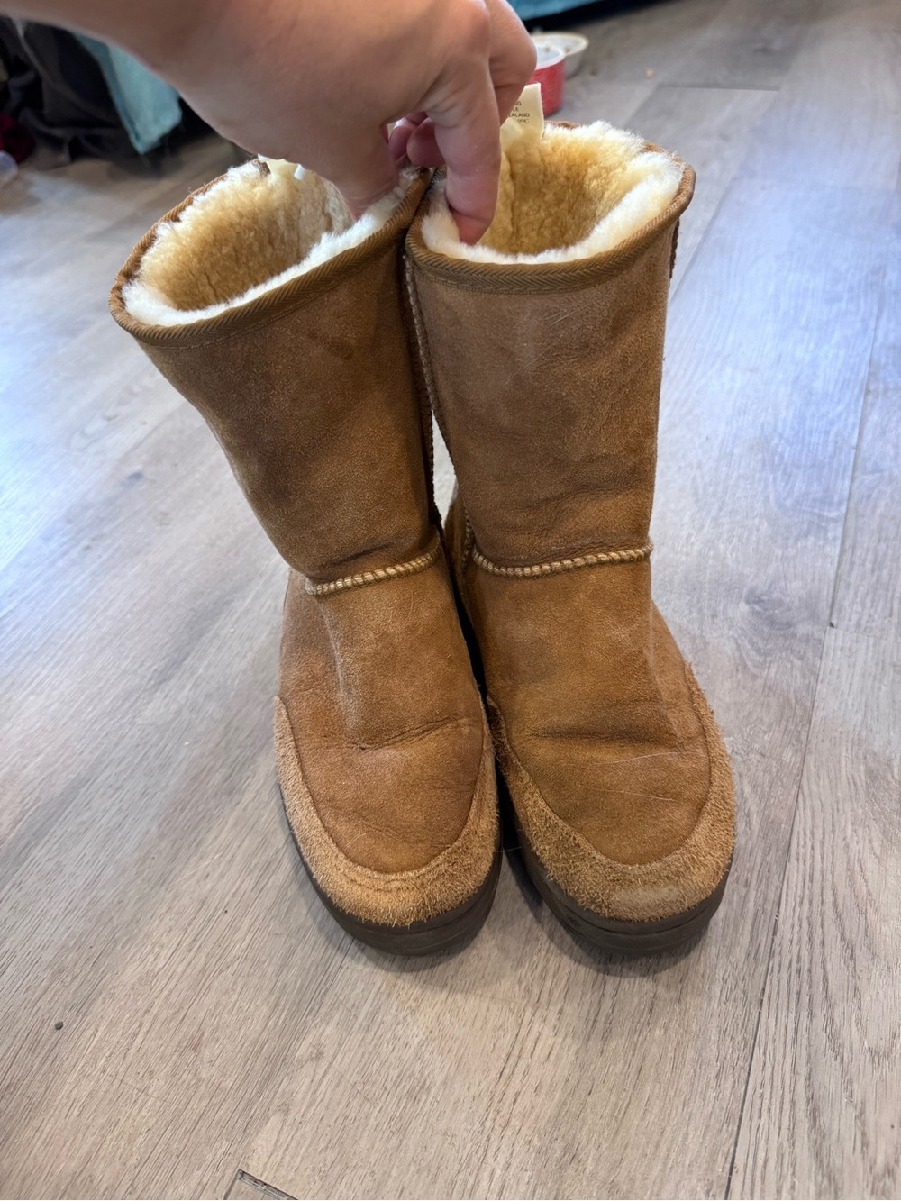 UGG ULTRA SHORT REVIVAL Women's 5 Chestnut Brown Suede Boots Shearling Lined - Picture 4 of 7